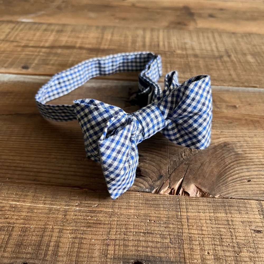 Westbury London Mens Blue White Gingham Check Cotton Pre-Tied Bow Tie Adjustable